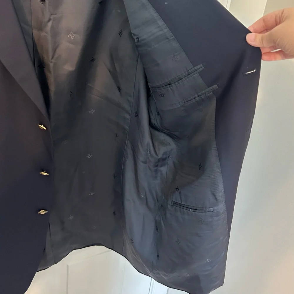 Pal Zileri Navy Three Gold‎ Button Sport Coat 58L